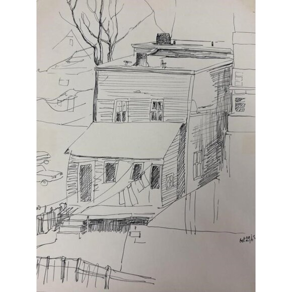 Sally B Hooff Original Ink Drawing PEI Artist Unframed Signed Artwork - Picture 2 of 3